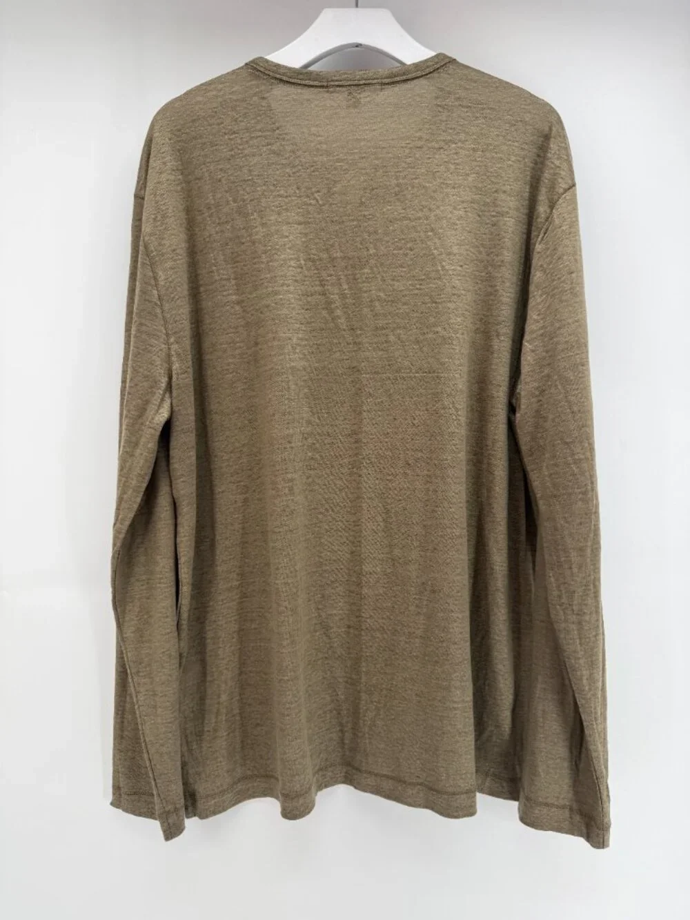 BANANA REPUBLIC LINEN Long Sleeve Tan HENLEY MEN NEW XL